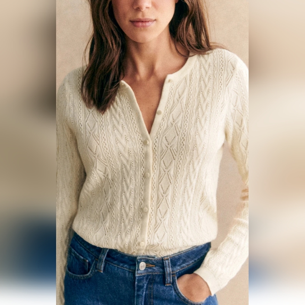 SEZANE RUBEN CADIGAN IN CREAM SIZE LARGE